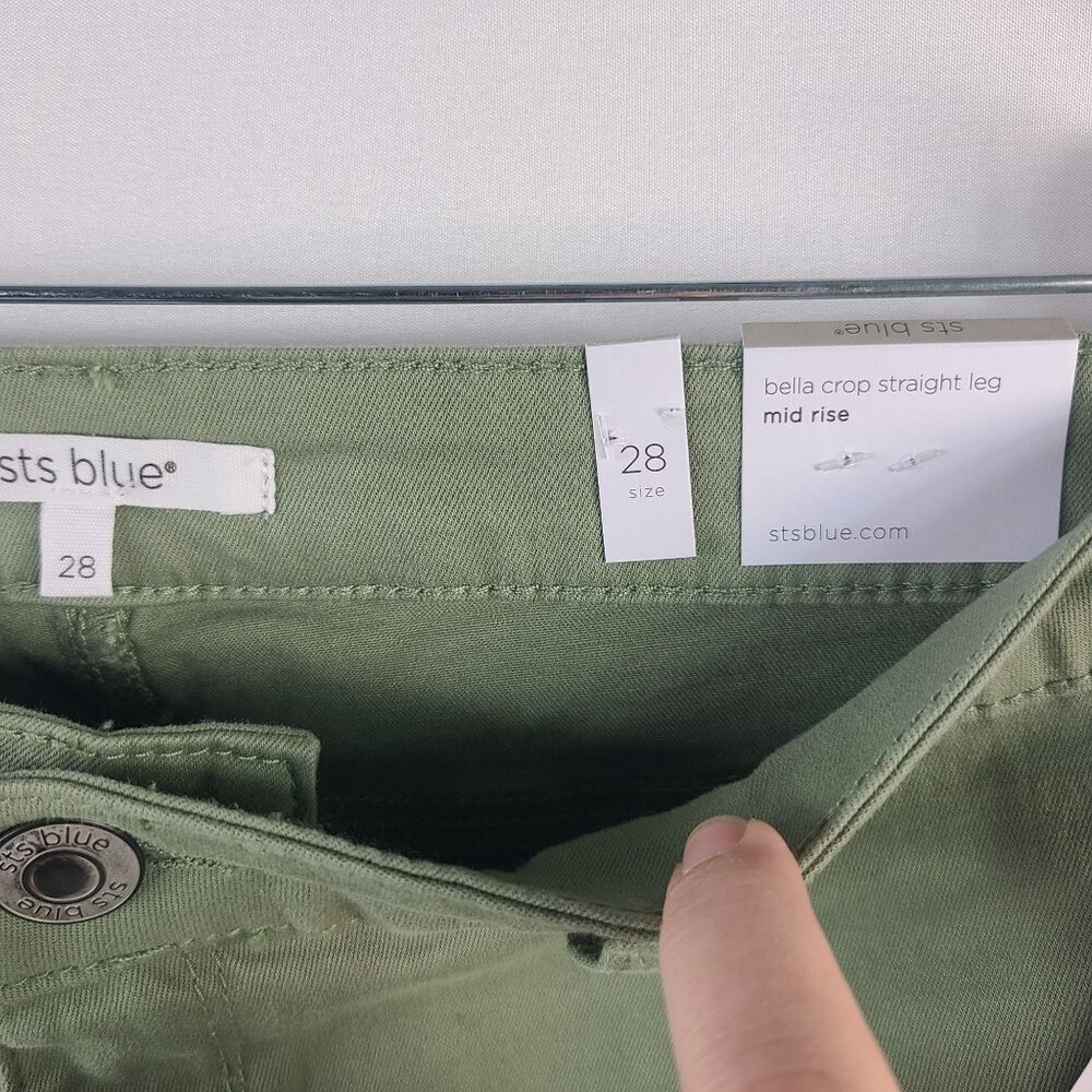 STS Blue Bella Mid Rise Sage Green Crop Straight Leg Pants Size 28 - Picture 3 of 7